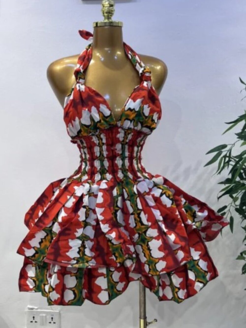 African Ankara Halter Dress #2